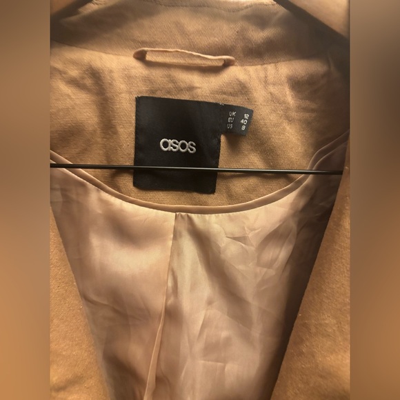 ASOS Camel Trench Coat Women’s Size 8 - Picture 3 of 4